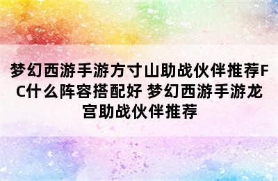 梦幻西游手游方寸山助战伙伴推荐FC什么阵容搭配好 梦幻西游手游龙宫助战伙伴推荐